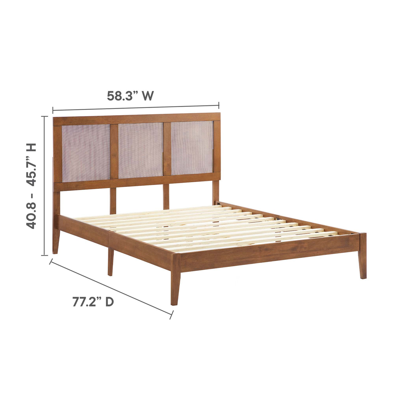 Netun Full Platform Bed, Walnut