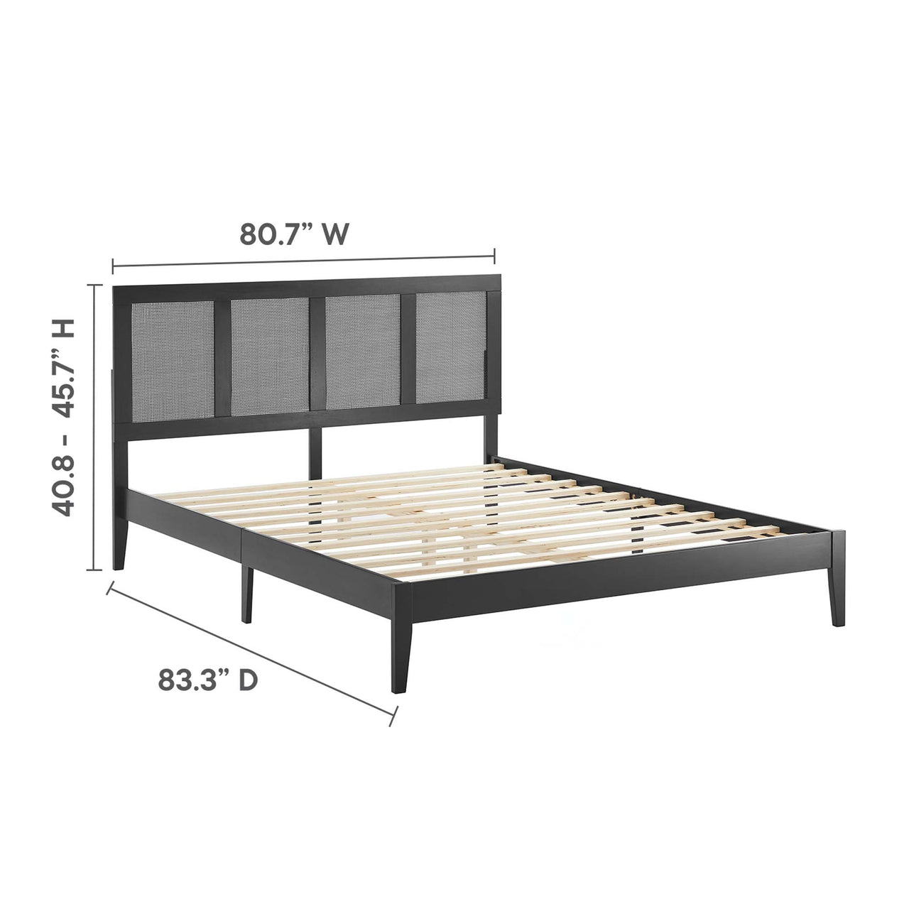 Netun King Platform Bed, Black