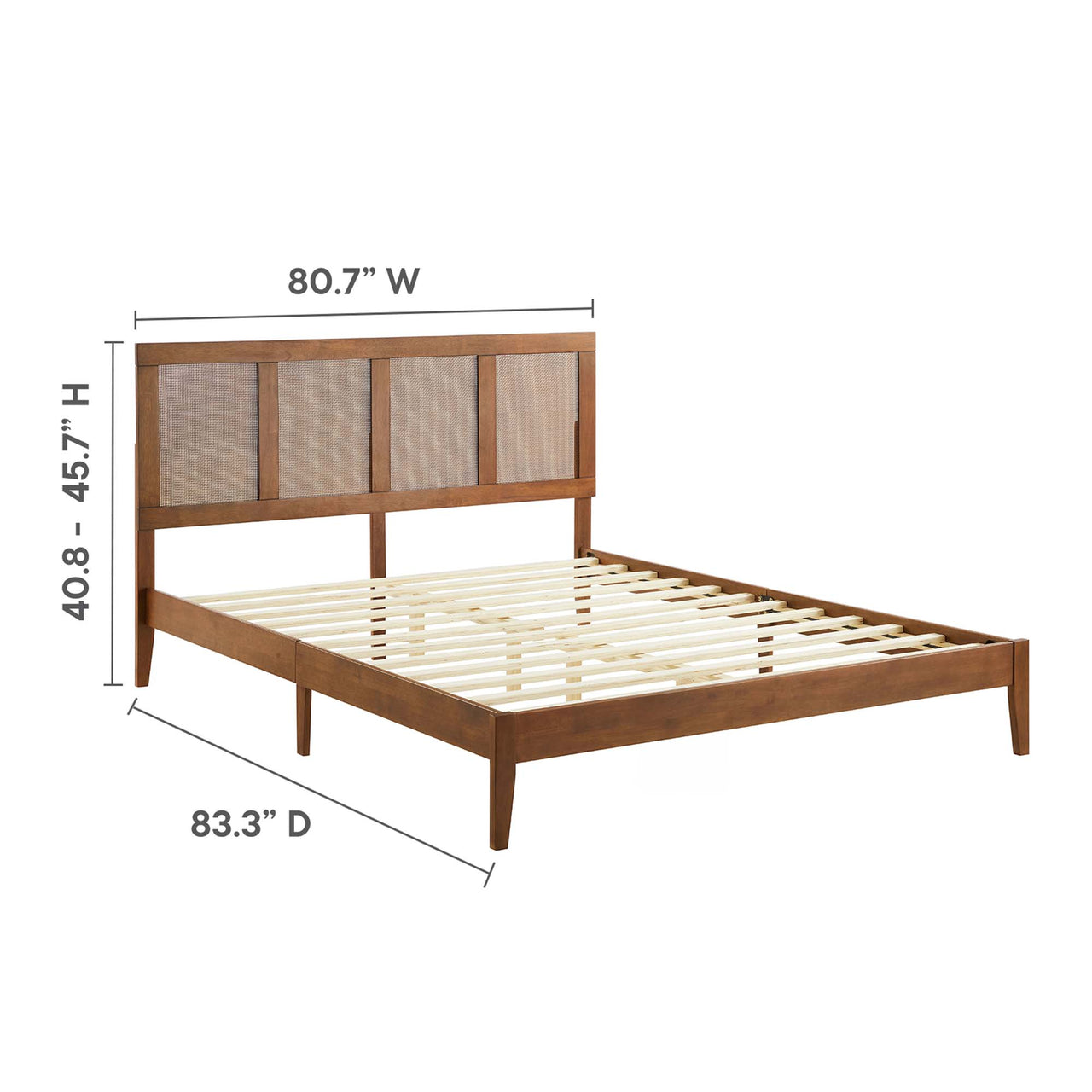 Netun King Platform Bed, Walnut