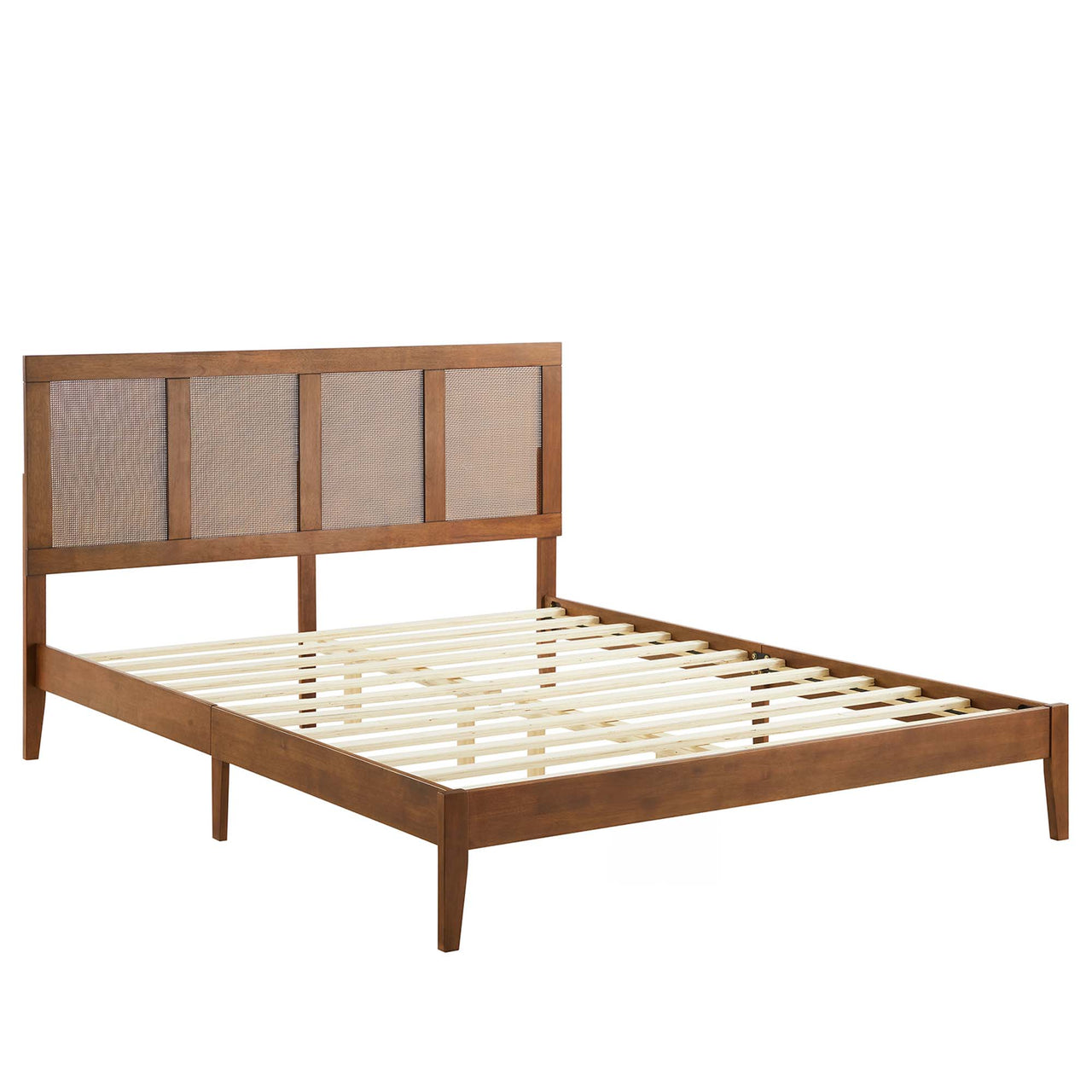 Netun King Platform Bed, Walnut