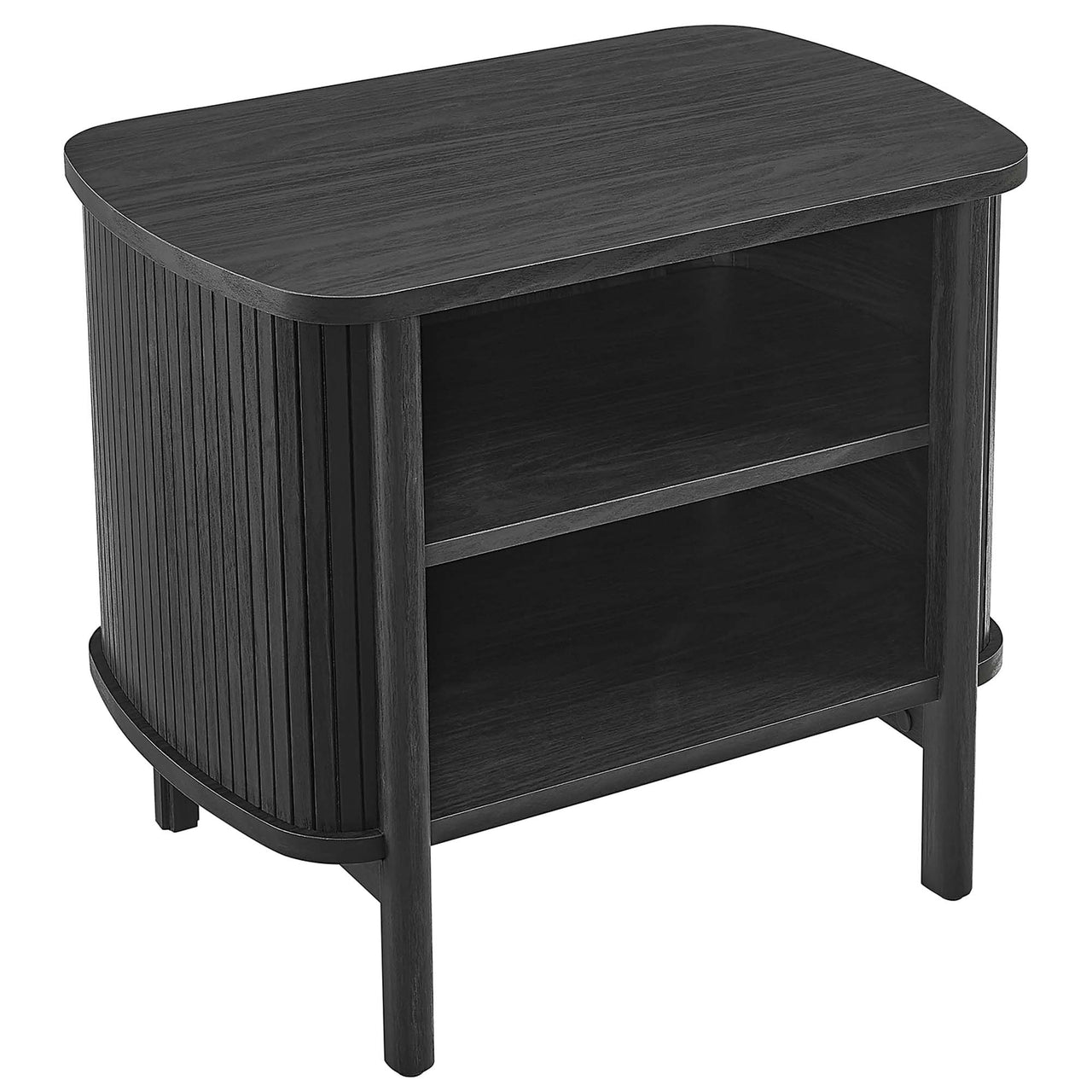 Callan Fluted Nightstand, Black