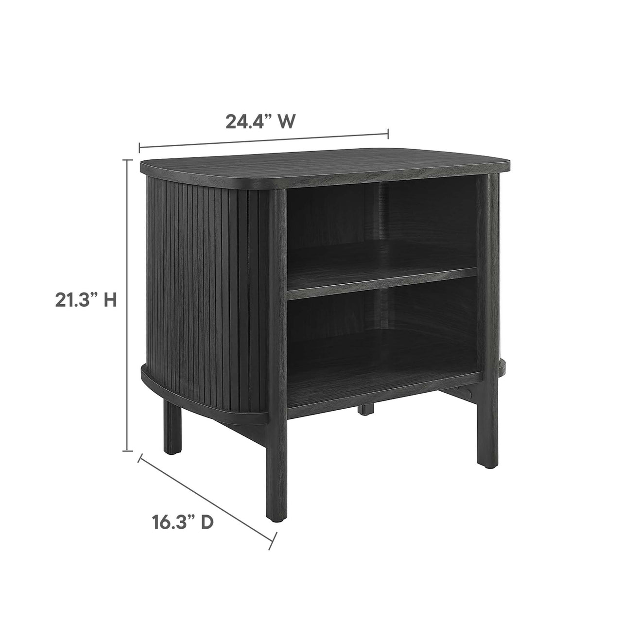 Callan Fluted Nightstand, Black
