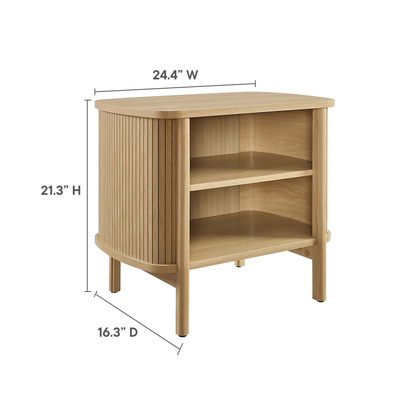 Callan Fluted Nightstand, Oak
