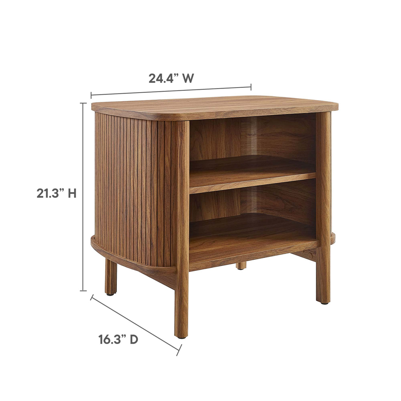 Callan Fluted Nightstand, Walnut