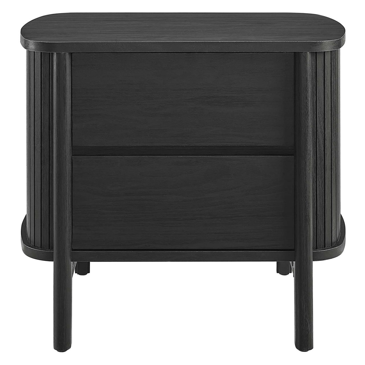 Callan Fluted Nightstand with Drawers, Black
