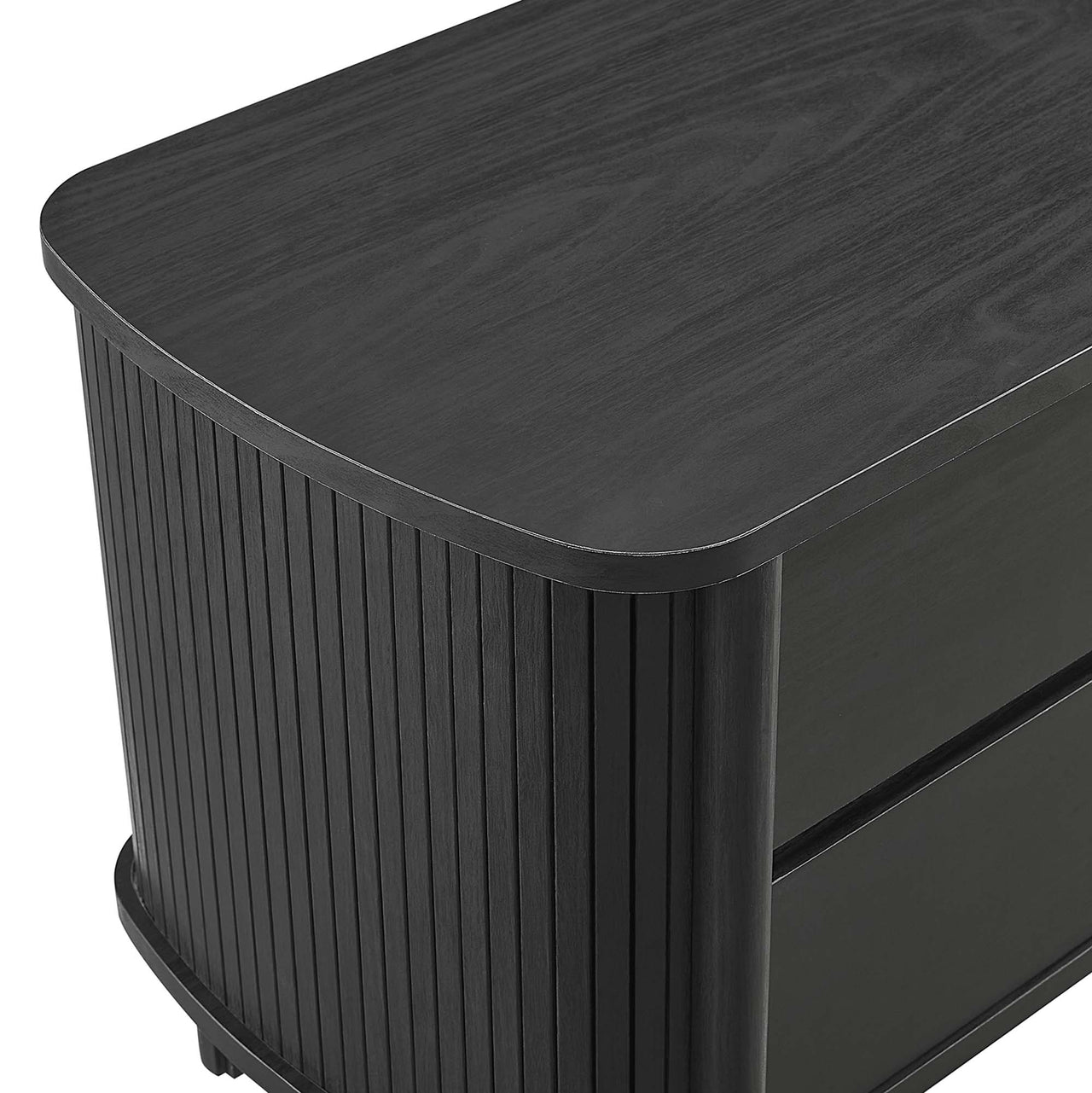 Callan Fluted Nightstand with Drawers, Black