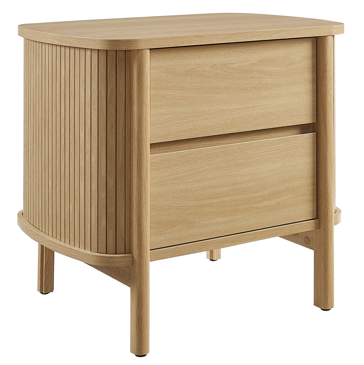 Callan Fluted Nightstand with Drawers, Oak