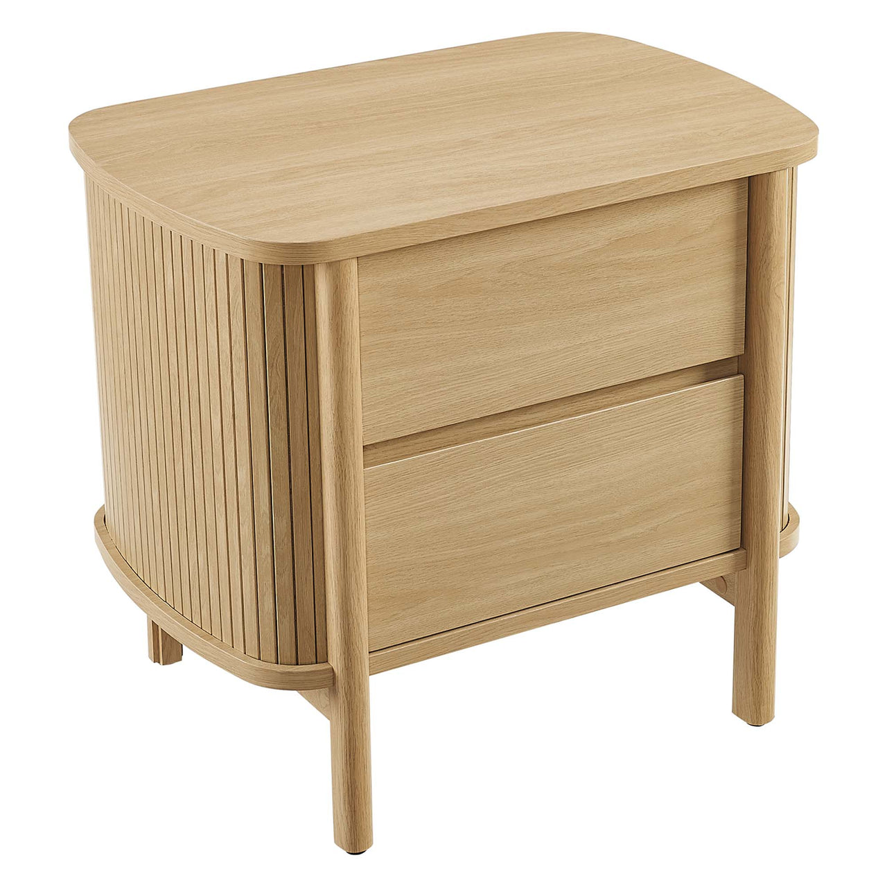 Callan Fluted Nightstand with Drawers, Oak