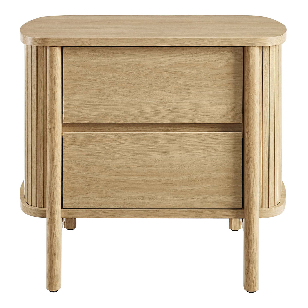 Callan Fluted Nightstand with Drawers, Oak