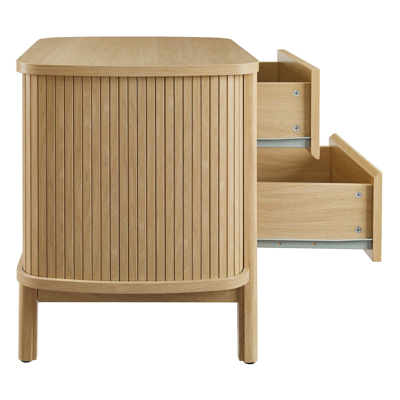 Callan Fluted Nightstand with Drawers, Oak