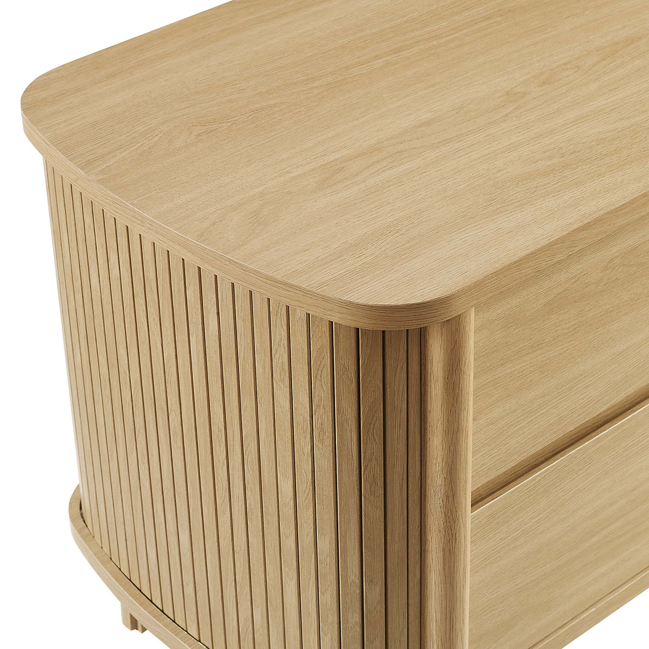 Callan Fluted Nightstand with Drawers, Oak