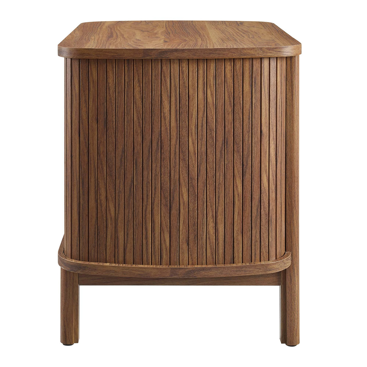 Callan Fluted Nightstand with Drawers, Walnut