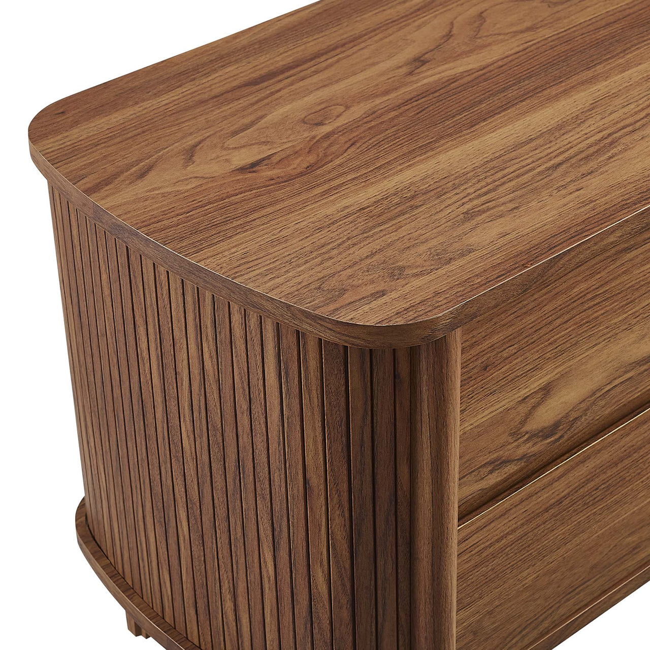 Callan Fluted Nightstand with Drawers, Walnut