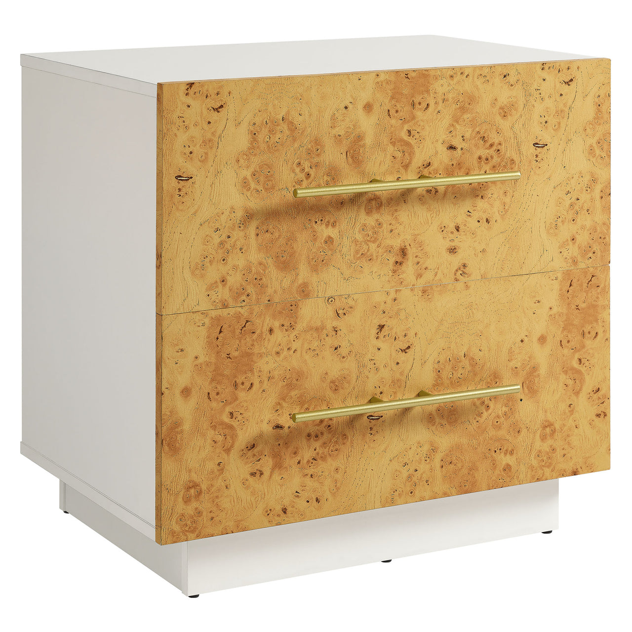 Burr Nightstand, White & Caramel