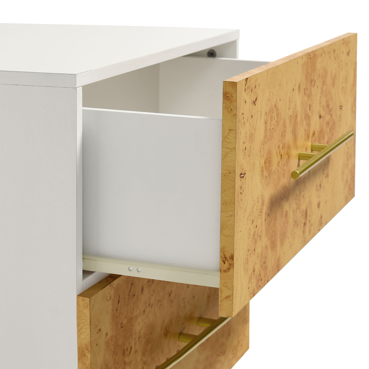 Burr Nightstand, White & Caramel