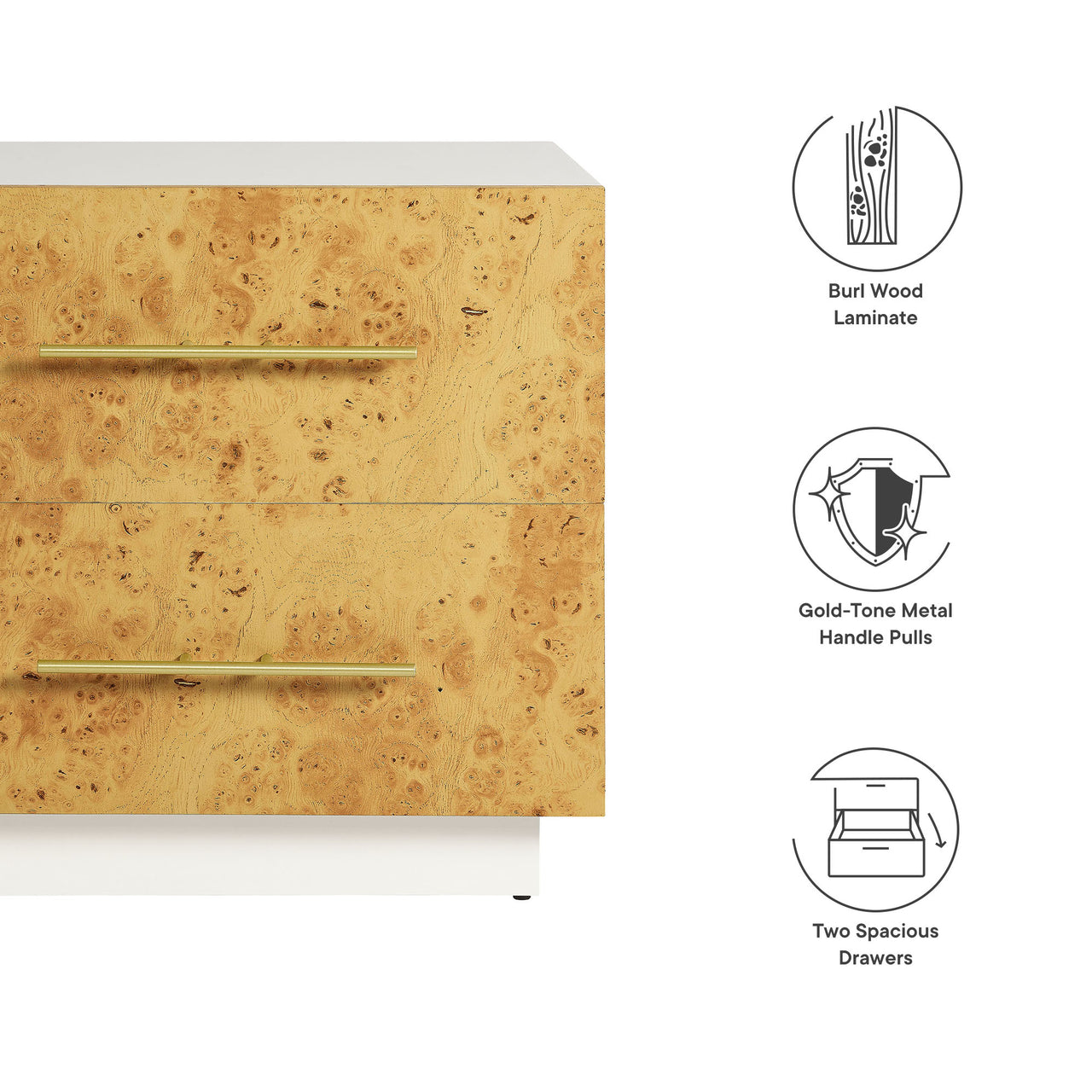 Burr Nightstand, White & Caramel