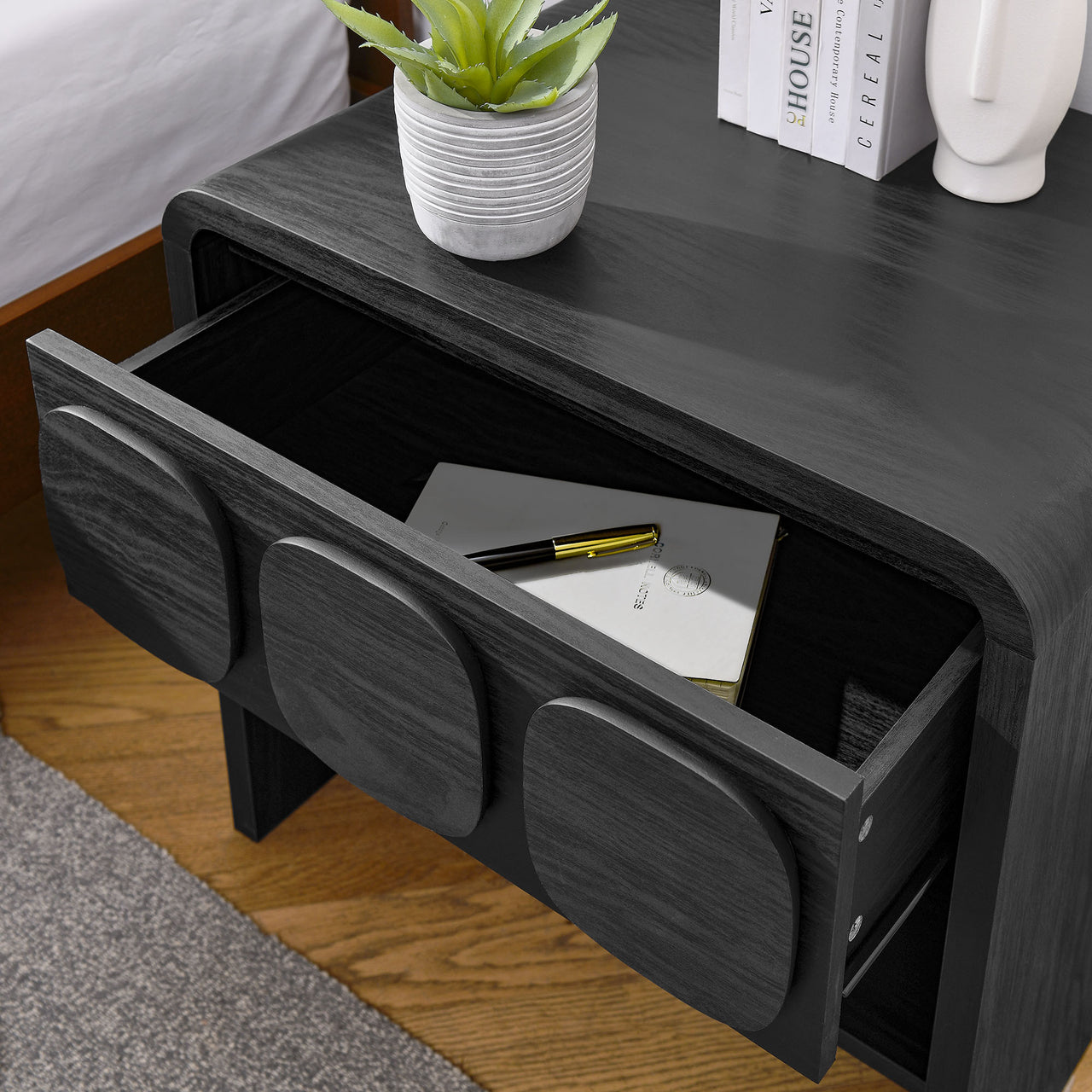 Aliyah Display Nightstand, Black