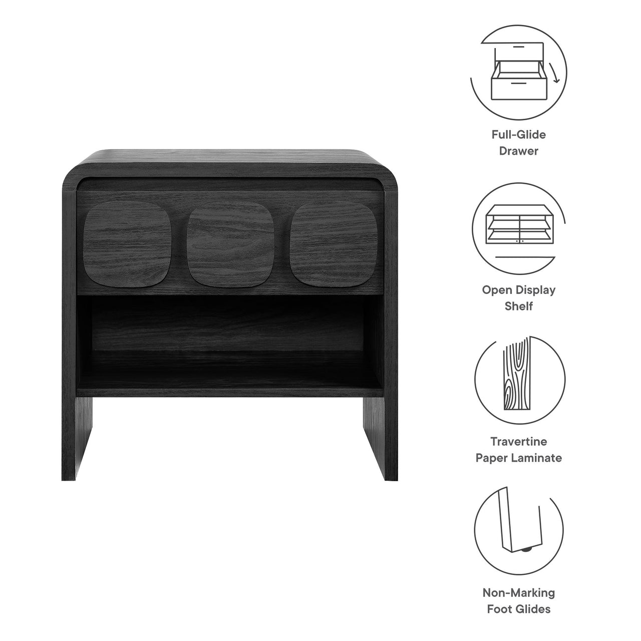Aliyah Display Nightstand, Black