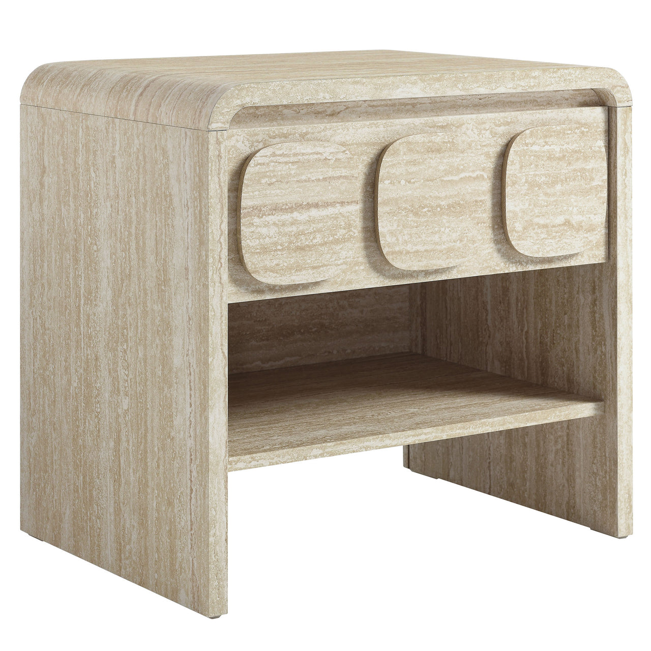 Aliyah Display Nightstand, Travertine