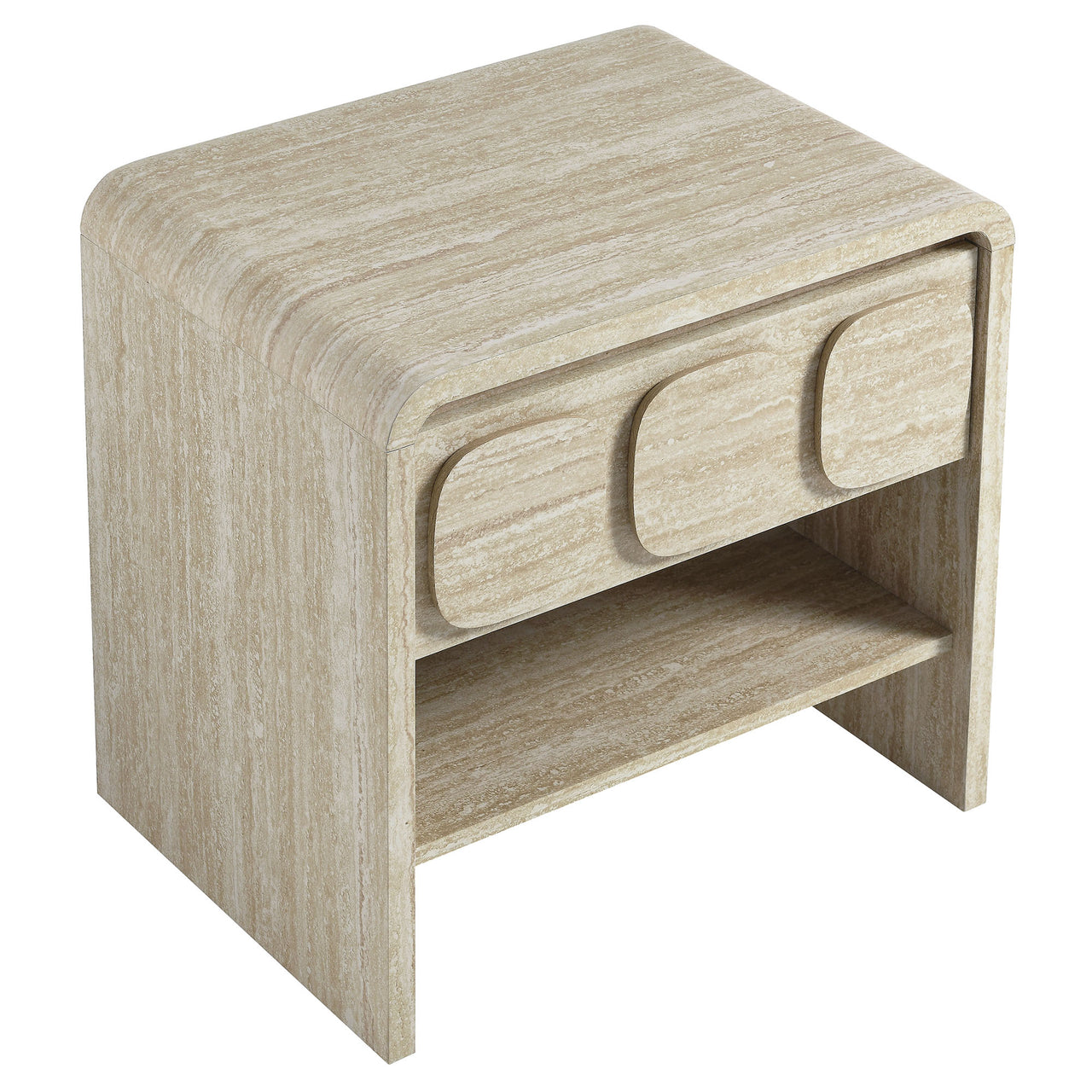 Aliyah Display Nightstand, Travertine
