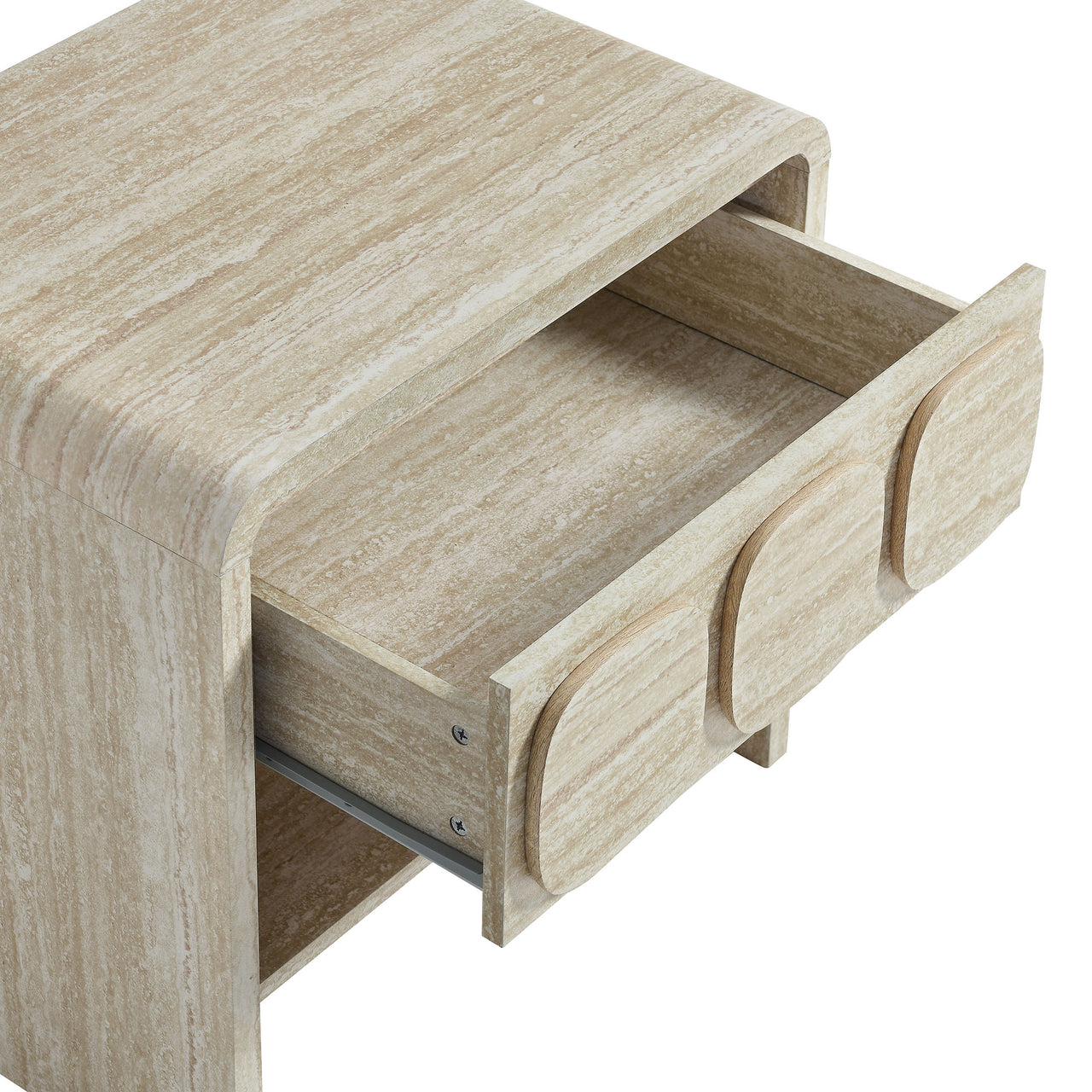 Aliyah Display Nightstand, Travertine