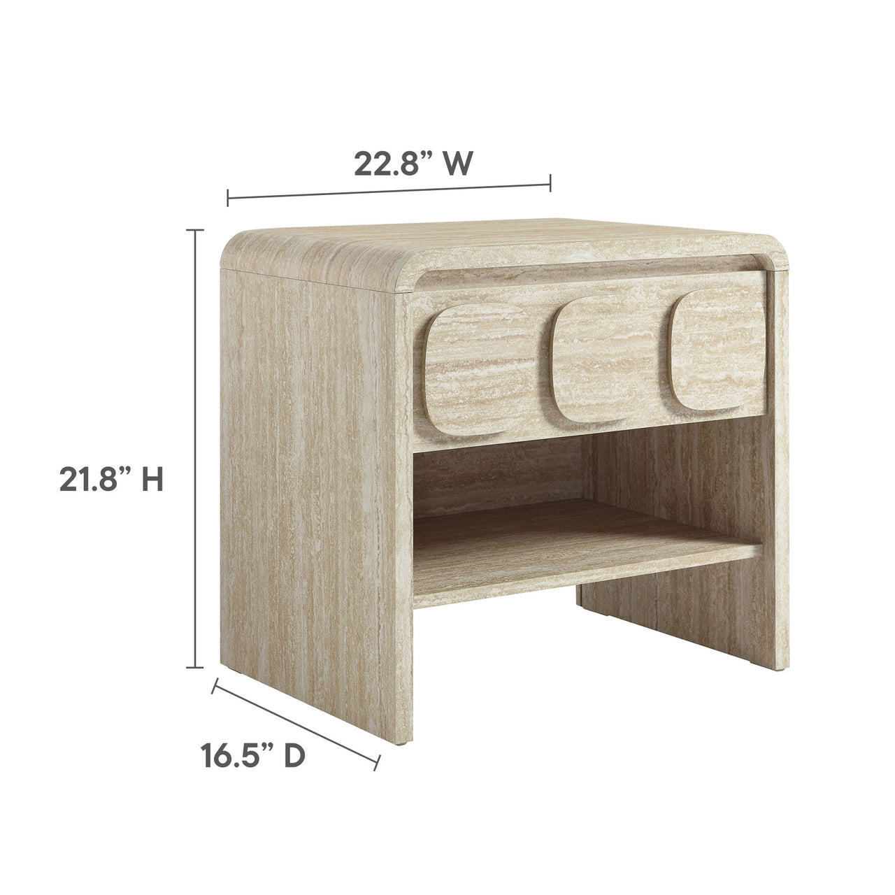 Aliyah Display Nightstand, Travertine