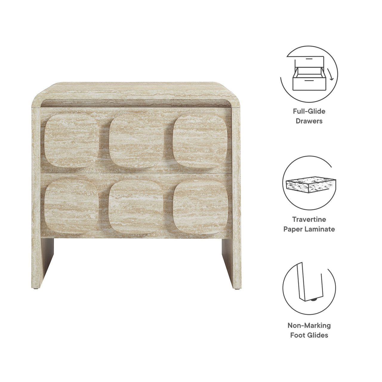 Aliyah Nightstand, Travertine
