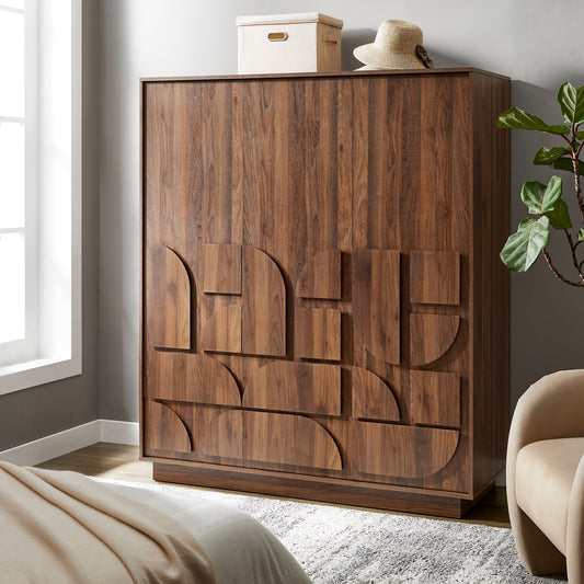 Bulwark 3-Door Wardrobe Closet, Walnut
