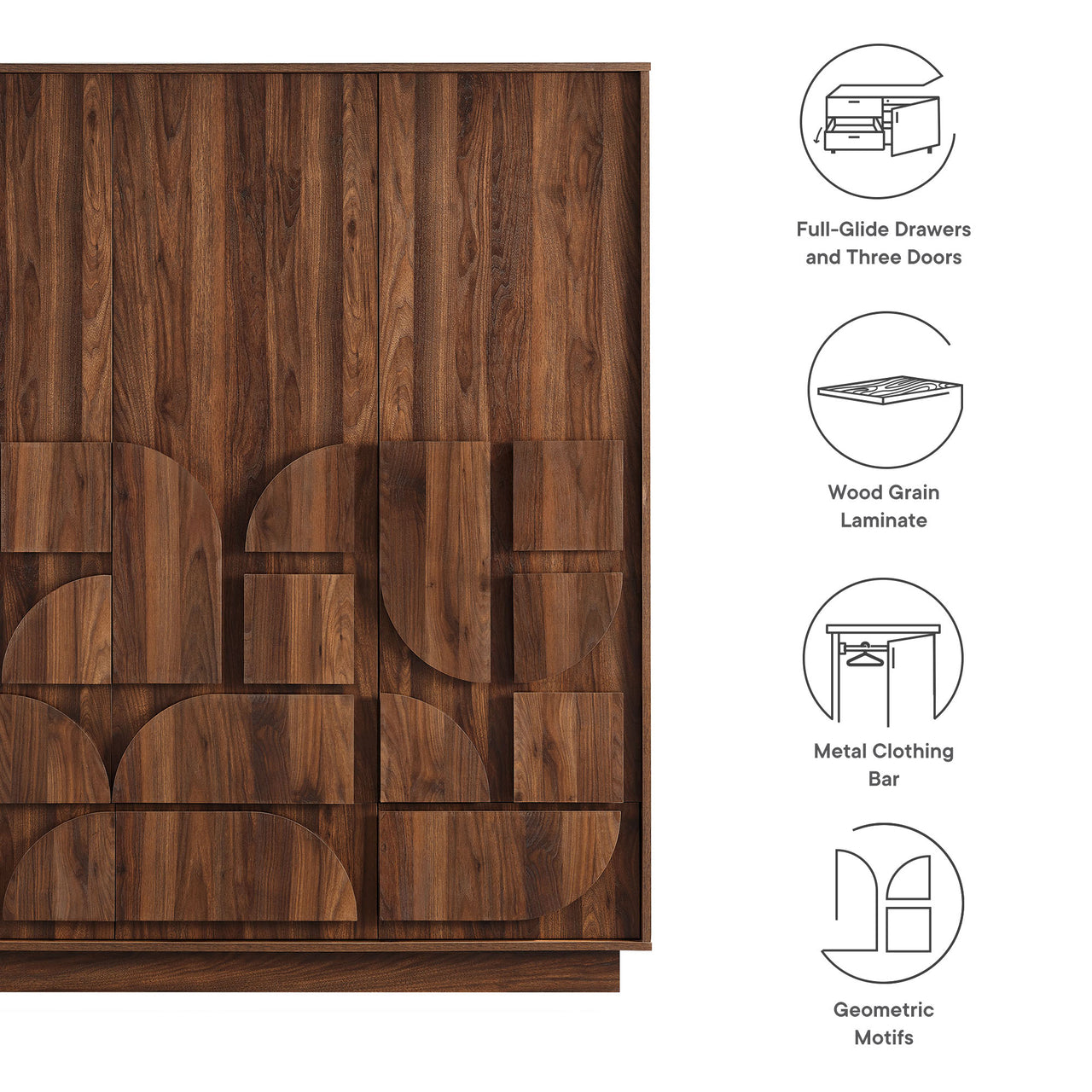 Kavix Wardrobe Closet, Walnut