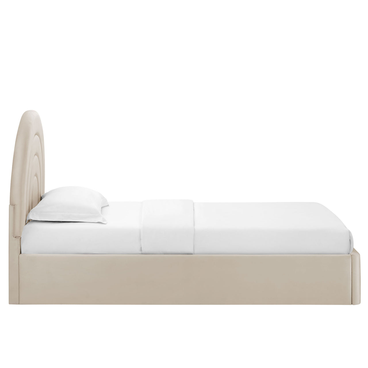 Firmament Upholstered Velvet Twin Platform Bed, Almond