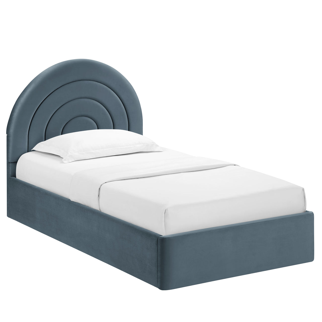 Firmament Upholstered Velvet Twin Platform Bed, Slate