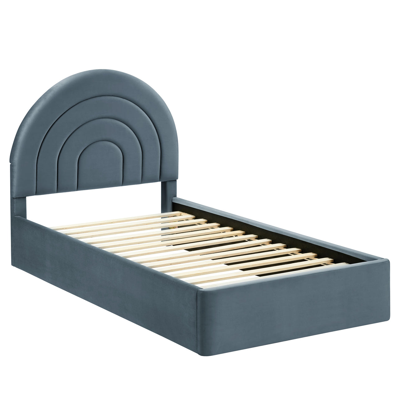 Firmament Upholstered Velvet Twin Platform Bed, Slate