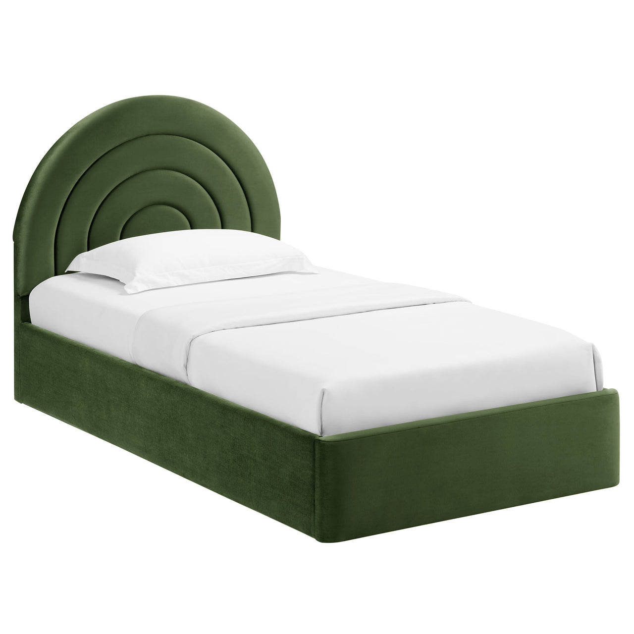 Firmament Upholstered Velvet Twin Platform Bed, Basil