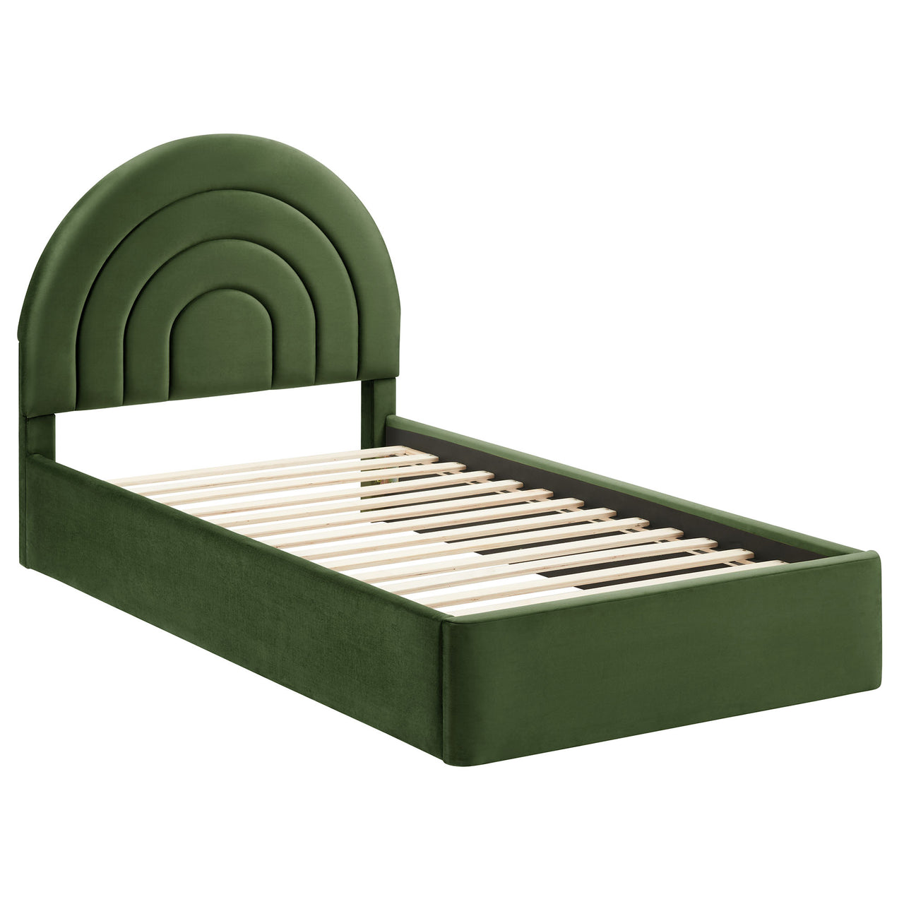 Firmament Upholstered Velvet Twin Platform Bed, Basil