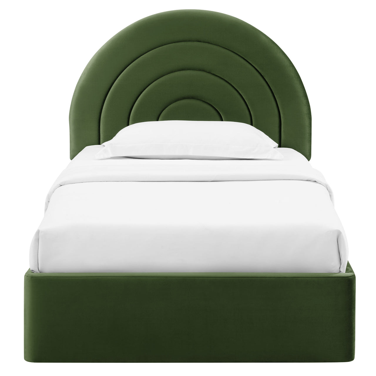 Firmament Upholstered Velvet Twin Platform Bed, Basil