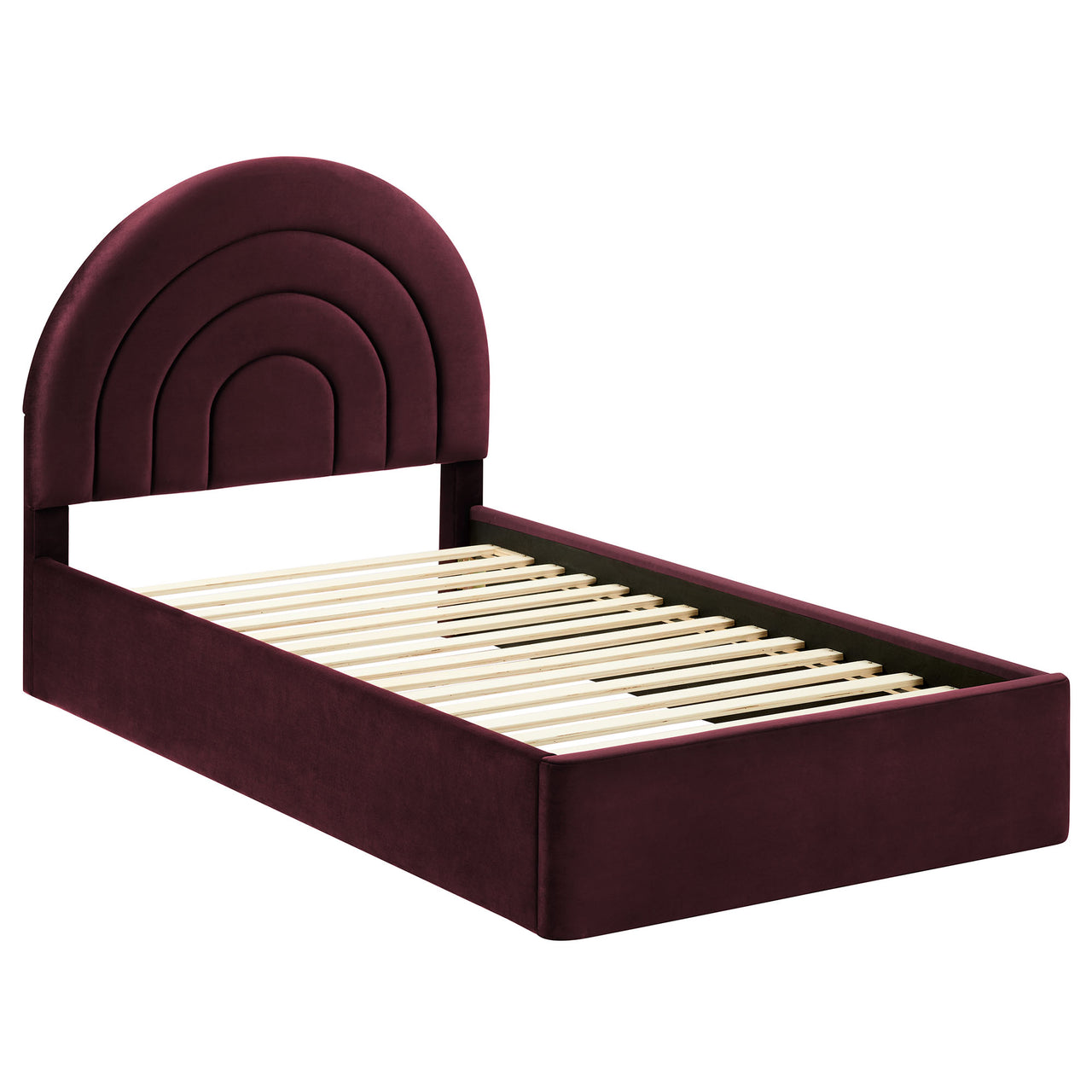 Firmament Upholstered Velvet Twin Platform Bed, Wine