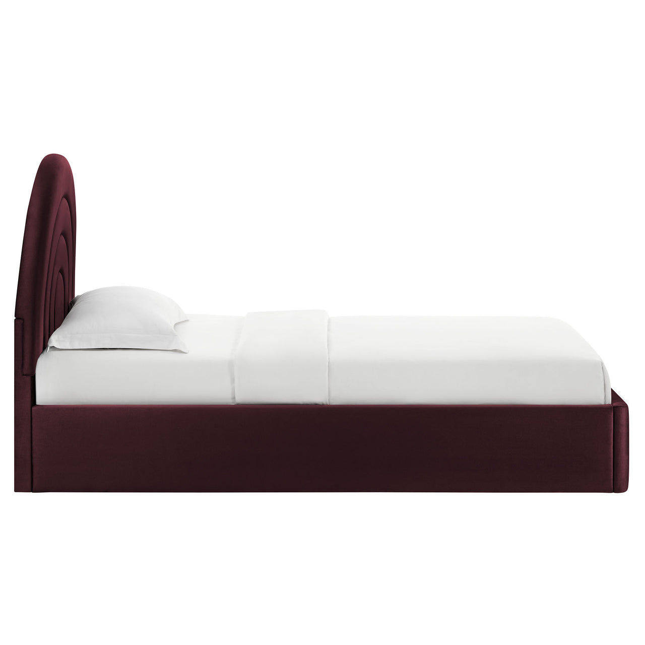 Firmament Upholstered Velvet Twin Platform Bed, Wine