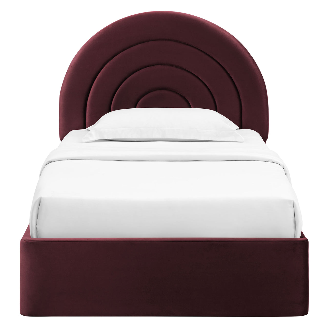 Firmament Upholstered Velvet Twin Platform Bed, Wine