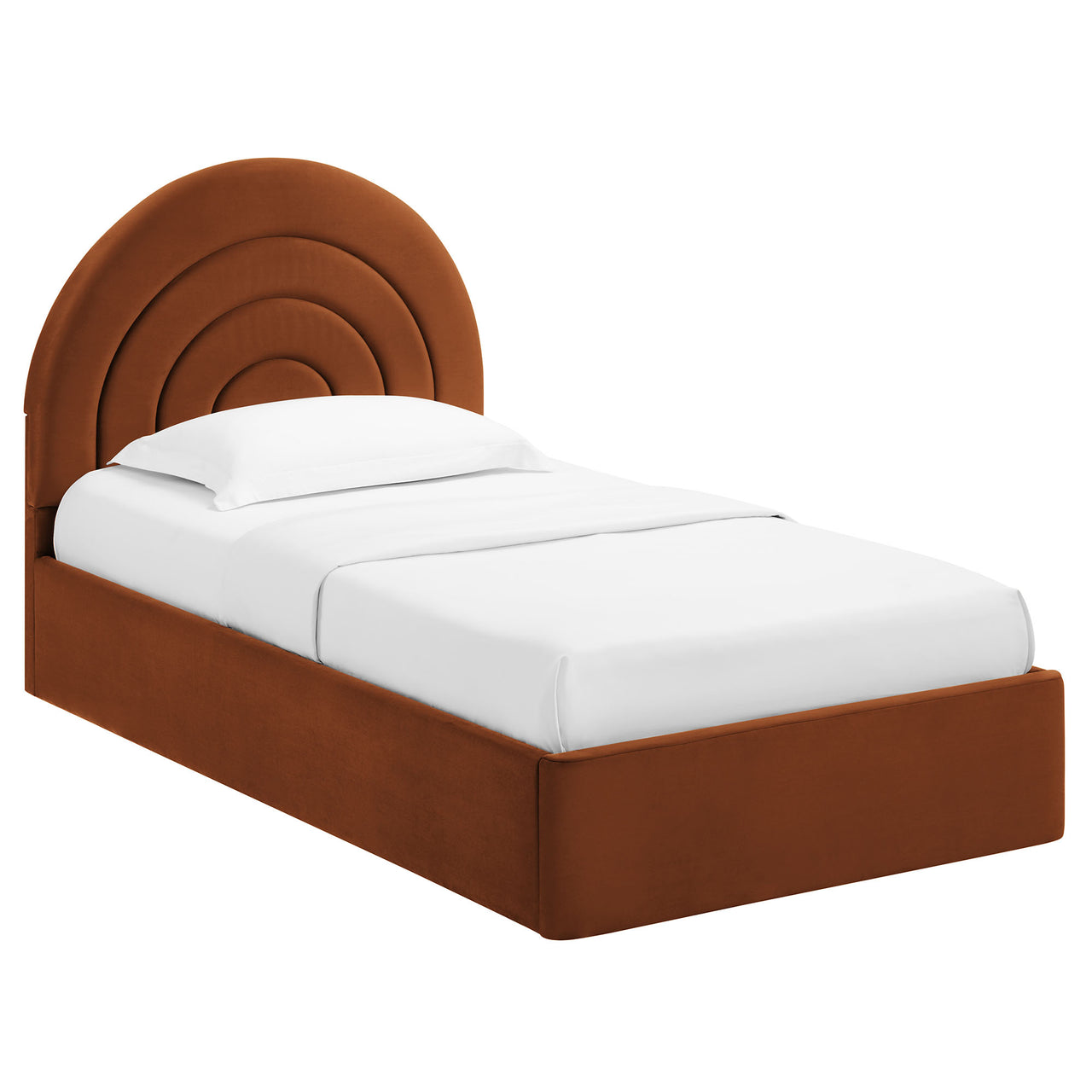 Firmament Upholstered Velvet Twin Platform Bed, Terracotta