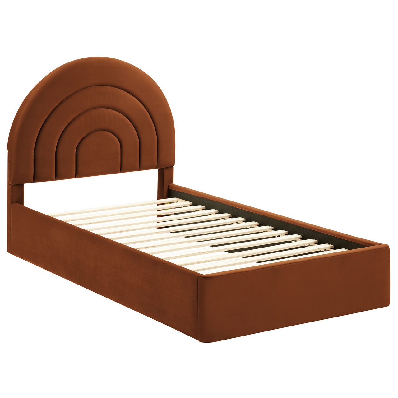 Firmament Upholstered Velvet Twin Platform Bed, Terracotta