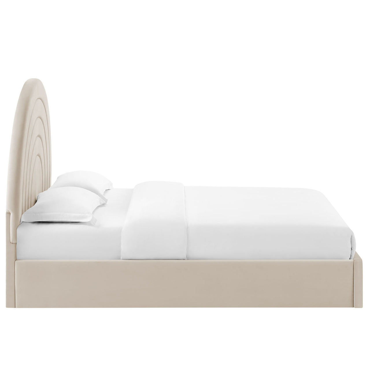Firmament Upholstered Velvet Full Platform Bed, Almond