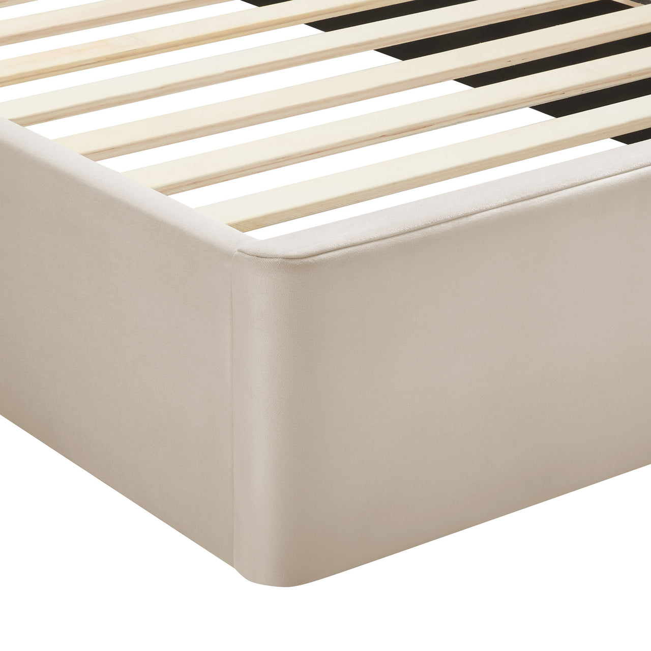 Firmament Upholstered Velvet Full Platform Bed, Almond