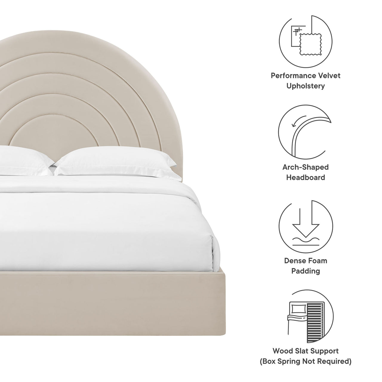 Firmament Upholstered Velvet Full Platform Bed, Almond