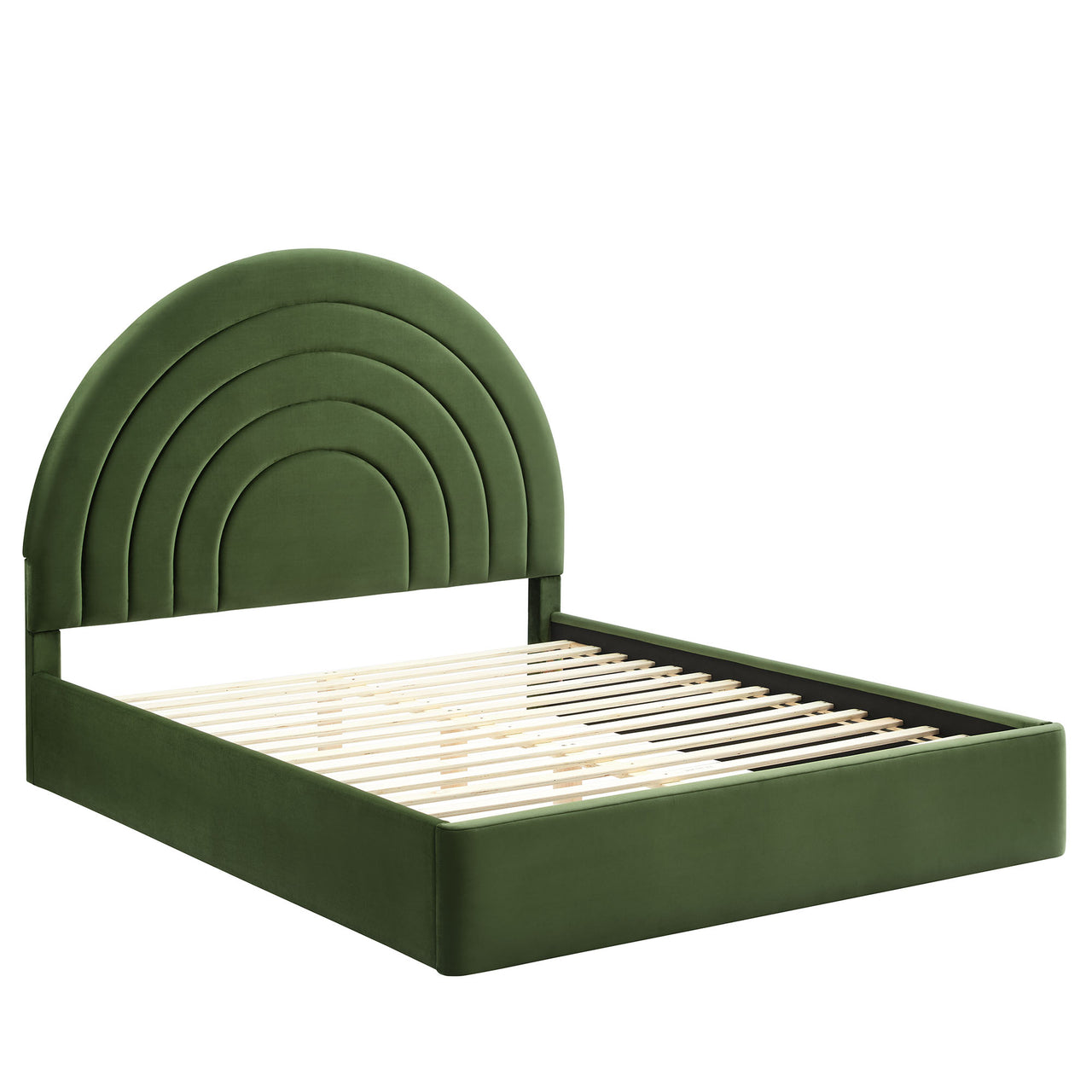 Firmament Upholstered Velvet Full Platform Bed, Basil