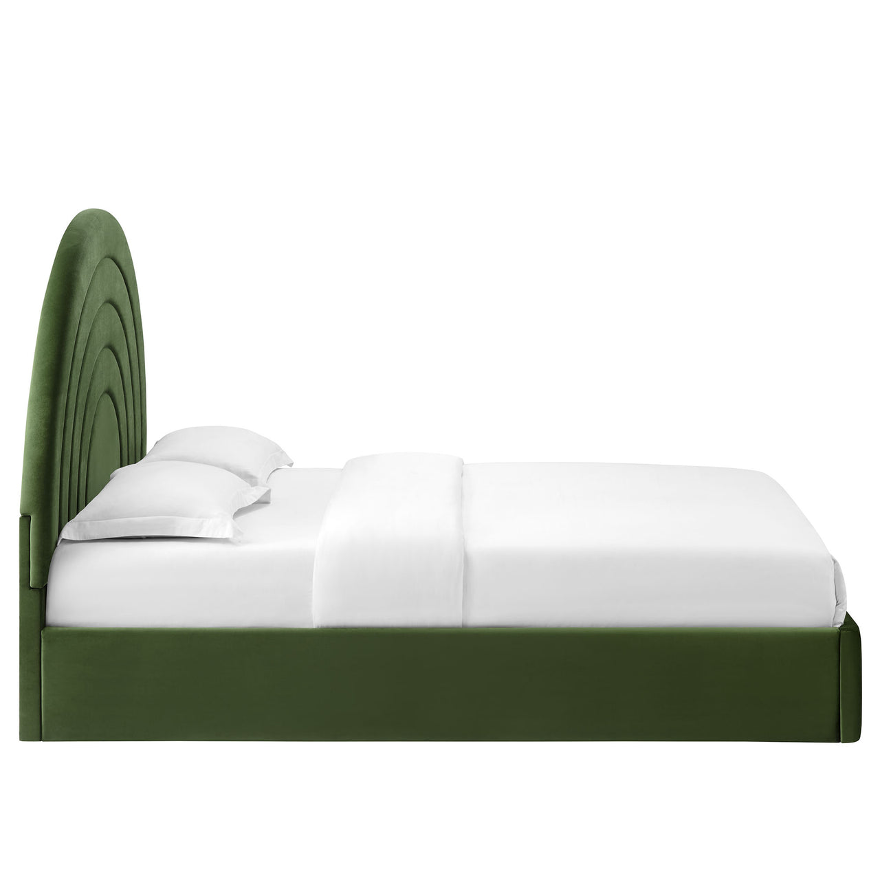 Firmament Upholstered Velvet Full Platform Bed, Basil
