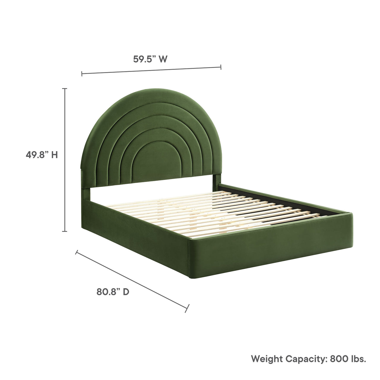 Firmament Upholstered Velvet Full Platform Bed, Basil