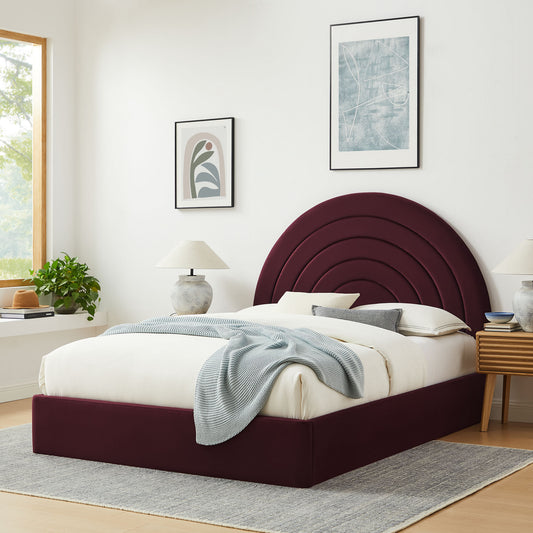Firmament Upholstered Velvet Full Platform Bed, Wine