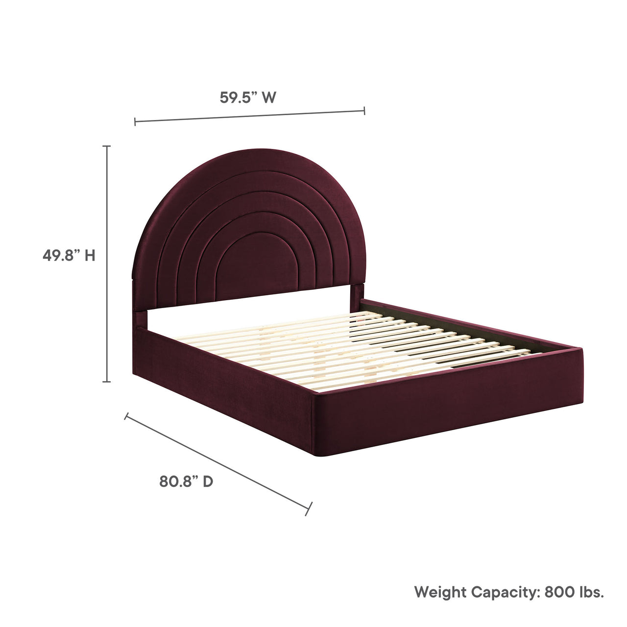 Firmament Upholstered Velvet Full Platform Bed, Wine
