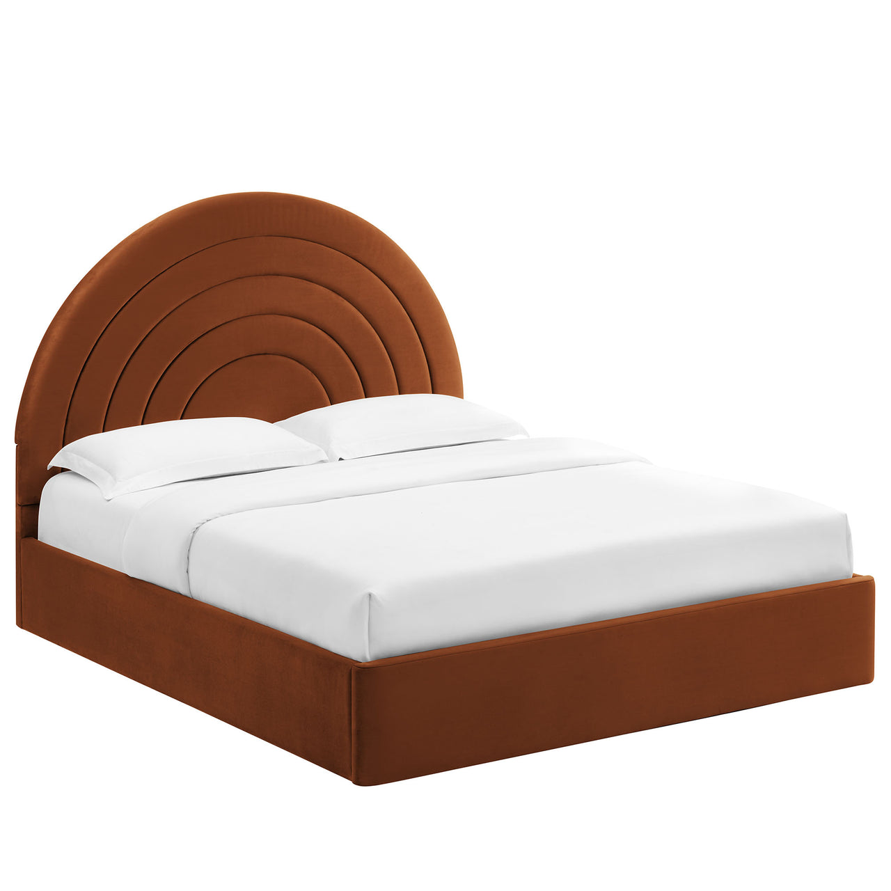 Firmament Upholstered Velvet Full Platform Bed, Terracotta