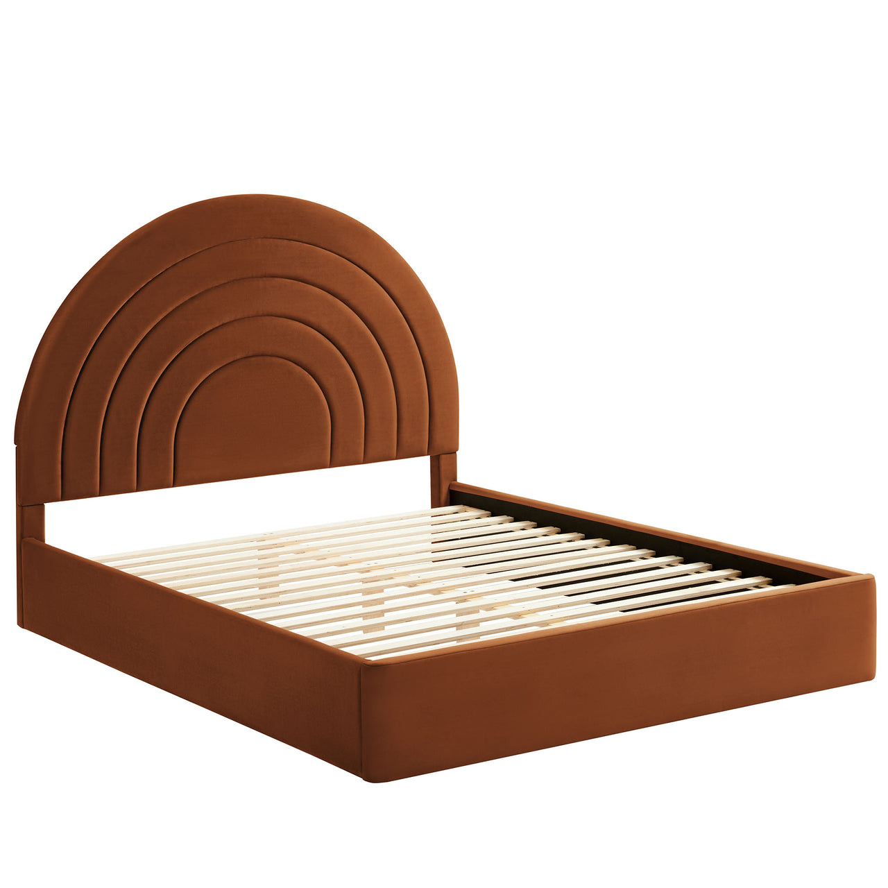 Firmament Upholstered Velvet Full Platform Bed, Terracotta